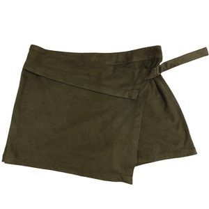 FOREVER 21 Faux-Suede Skort Olive Green